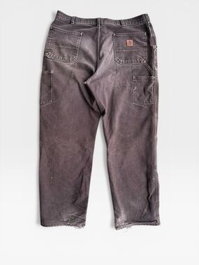 Faded and Distressed B136 DKB Dark Brown Carhartt Double Knee 36W